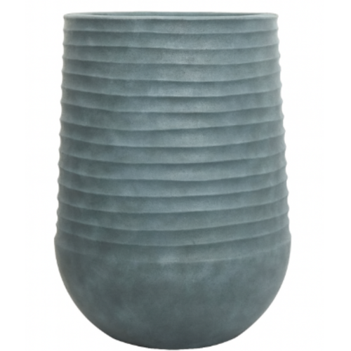 כד עגול פלסטיק דמוי אבן צבע אפור 39*39*51 סמ