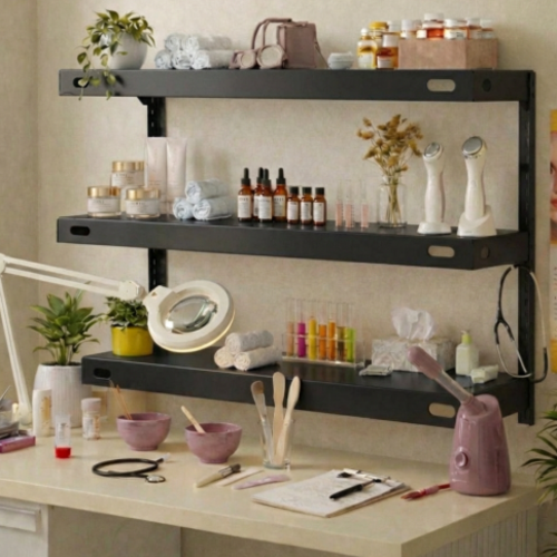 סט 3 מדפים 25/70 ס"מ - מודומוס PureLine 70 - צבע שחור