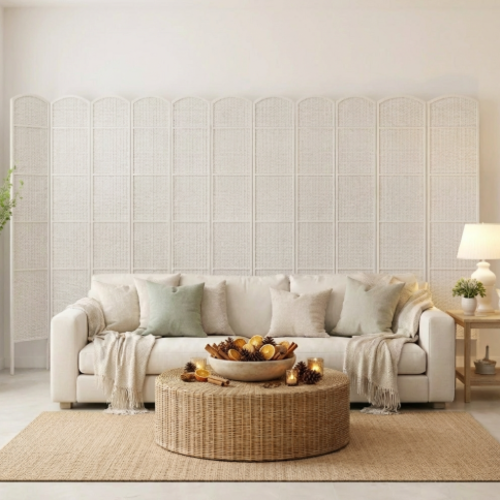 פרגוד קש  12   פנלים – קרם לבן