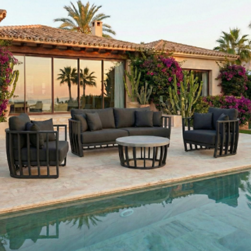 סט ישיבה “לורנטו גארדן פרימיום” מעוצב בגוון שחור