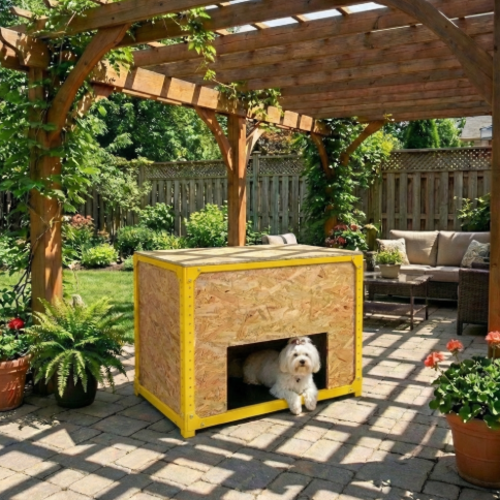 בית מודולרי לחיות מחמד דגם אורבן קיוב צבע צהוב