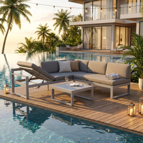 פינת גן אלומיניום אלפרדו צבע אפור