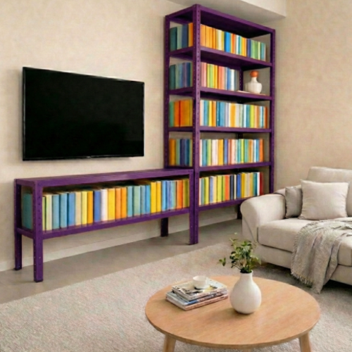 ספריה /  מזנון לסלון ממתכת מודולרי - צבע סגול