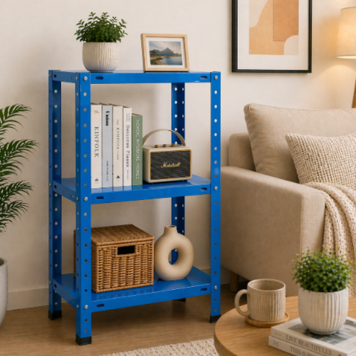 ספריית מתכת מודרנית ואלגנטית דגם אורבה - צבע כחול ים 40/60/70 ס"מ