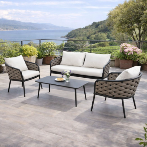 סט ישיבה גן אלגנטו רופליין שחור