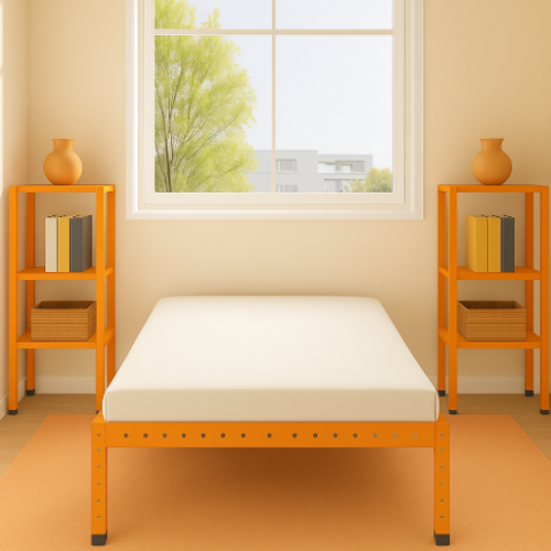 מיטה מודרנית כולל2 שידות בצבע כתום דגם אורבולייט יאנג