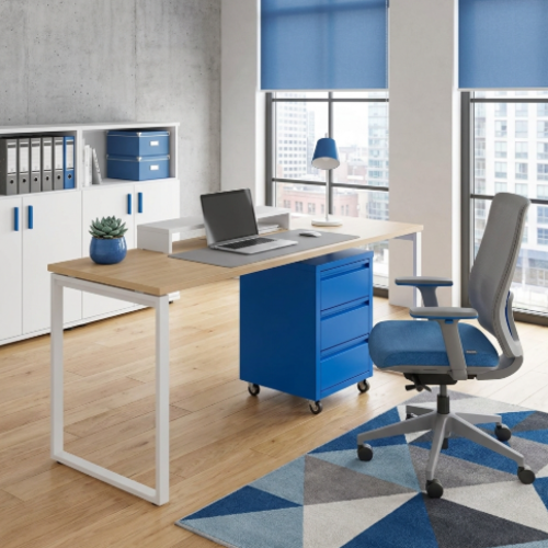 שידה 3 מגירות + גלגלים צבע כחול