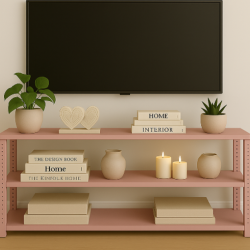 מזנון מתכת אורך 100 ס"מ רוחב 40 ס"מ גובה 60 ס"מ צבע ורוד