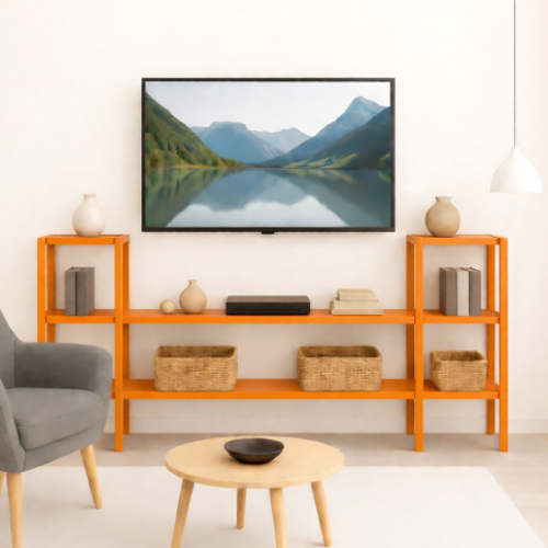 מזנון מתכת מודולרי – עיצוב חכם וגמיש לבית - צבע כתום - גובה 150 ס"מ