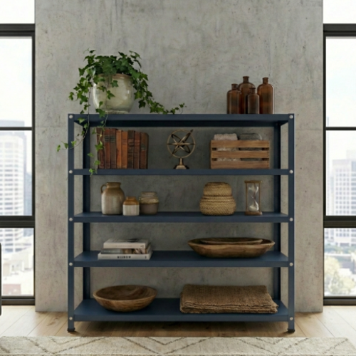 ספריה / מזנון ממתכת 120/30/100 צבע כחול 5 מדפים