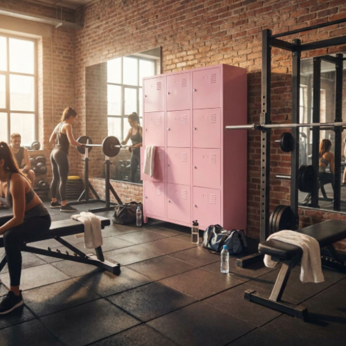 ארון לוקר 12 תאים רחבים - צבע ורוד