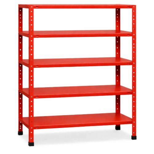 סט מדפי מתכת 5 קומות - צבע אדום