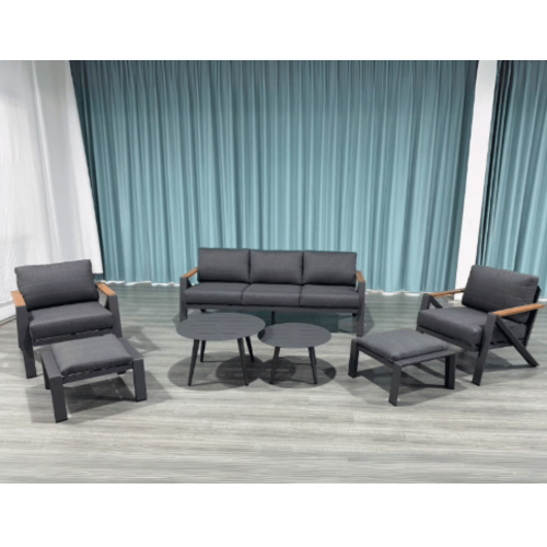 מערכת ישיבה אלומיניום דגם "רוטרדם" צבע אפור כהה