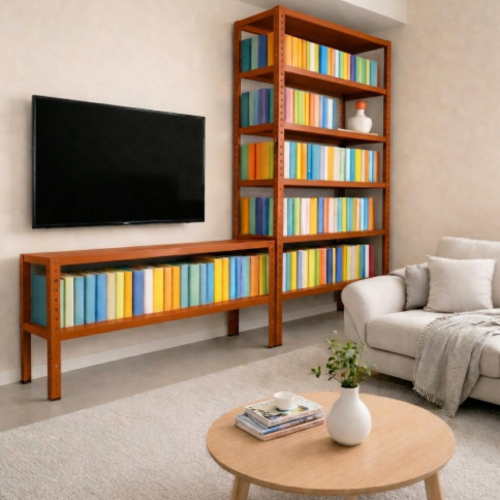 ספריה /  מזנון לסלון ממתכת מודולרי - צבע כתום