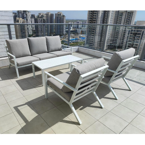 סלון חוץ לגינה דגם פריזנו  תלת מושבים - צבע לבן