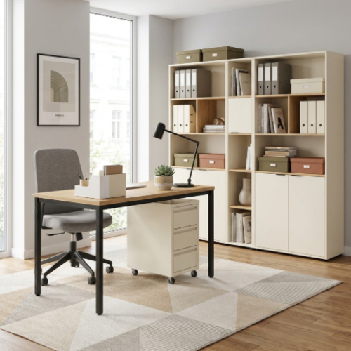 שידה 3 מגירות + גלגלים צבע קרם