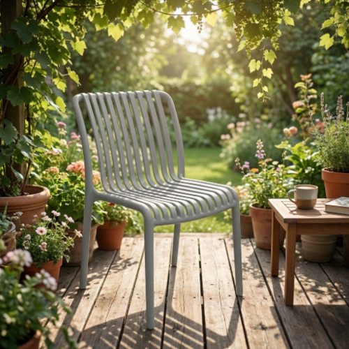 כיסא פלסטיק  ללא ידיות  דגם קליקו  קומפורט - צבע אפור בהיר