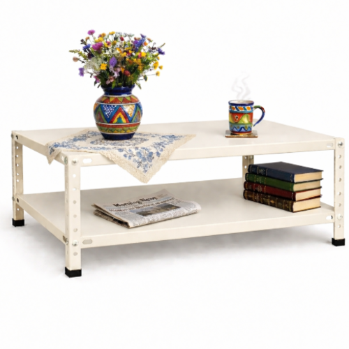 שולחן סלון מתכת 120/60/60 צבע קרם