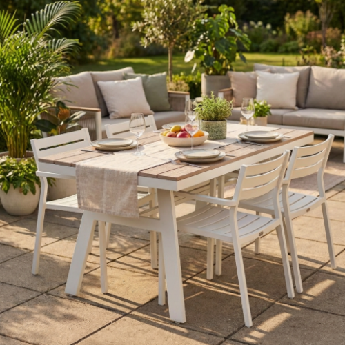 שולחן אוכל חוץ דגם “בריזו” צבע לבן