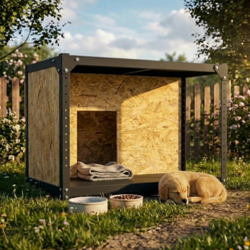 מודומוס דגם נובה־האוס – מלונה מודולרית מעוצבת לכלב שחור