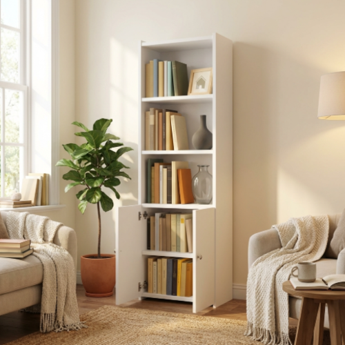 ספריה לספרים ודברי נוי  - צבע לבן  - 6036 דגם ליאל מבית דאבל