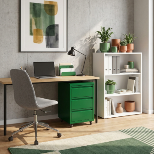 שידה 3 מגירות + גלגלים צבע ירוק