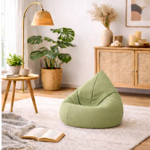  פוף בצורת אגס מבד מיוחד עמיד למים - צבע ירוק סלדין