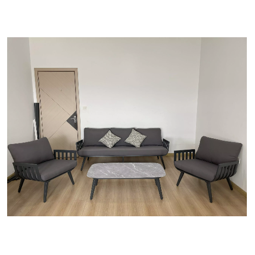 סט ריהוט תלת מושבים דגם ברנטון - צבע אפור