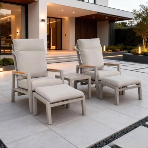 סט ישיבה זוגי כולל הדום פרטי ושולחן  קרם - דגם מרקול