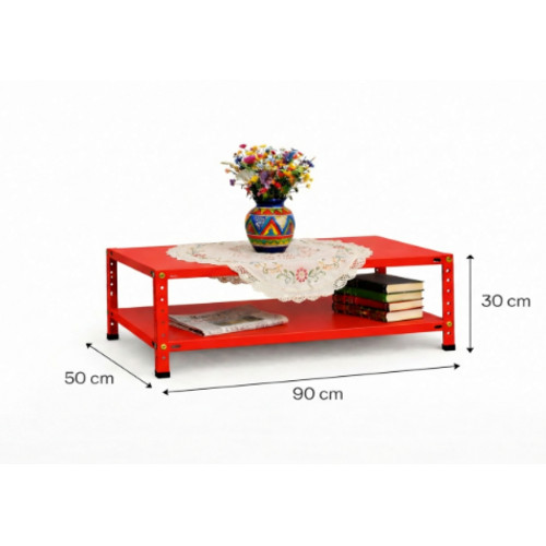 שולחן סלון מתכת 60/90 /50 צבע אדום