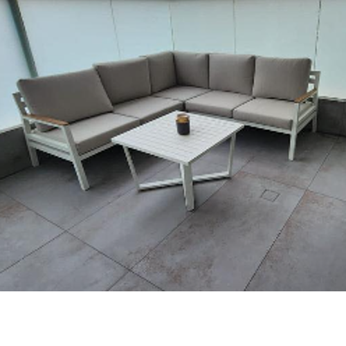 מערכת ישיבה פינתית לגינה דגם פלורנס - צבע לבן