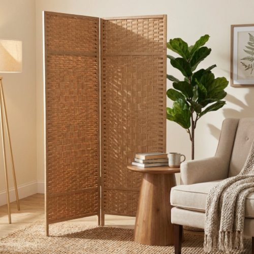 פרגוד מתקפל -2 כנפיים  נפתח עד 100 ס"מ. מבית H.KLEIN‏ - חום טבעי