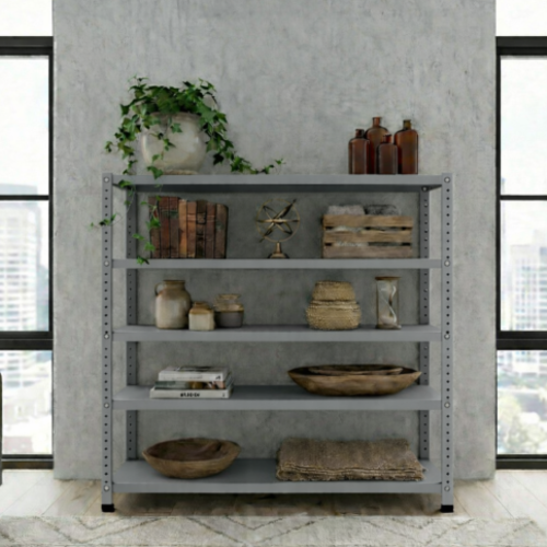 ספריה / מזנון ממתכת 120/30/100 צבע אפור 5 מדפים