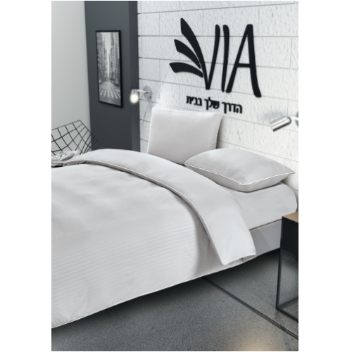 סט מצעים זוגי 160/200ס"מ 100% סאטן אל קמט כולל 2 ציפיות דגם נאפולי