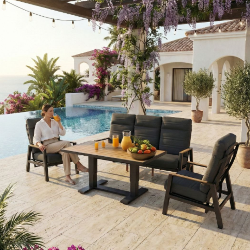 סט ישיבה טבעי יוקרתי "במבוק סנסט ריזורט צבע אפור