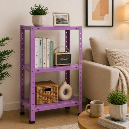 ספריית מתכת מודרנית ואלגנטית דגם אורבה - צבע סגול  40/60/70 ס"מ