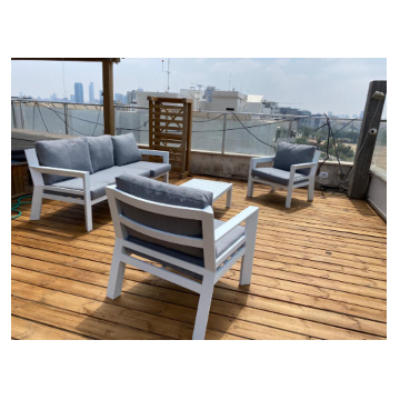 סלון אלומיניום לגינה דגם DENV תלת בצבע אפור כהה או בז