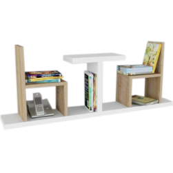 ספריה לספרים ונוי דגם שולחן כסאות לתליה