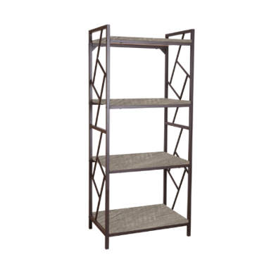 סט 4 מדפי מתכת בשילוב עץ