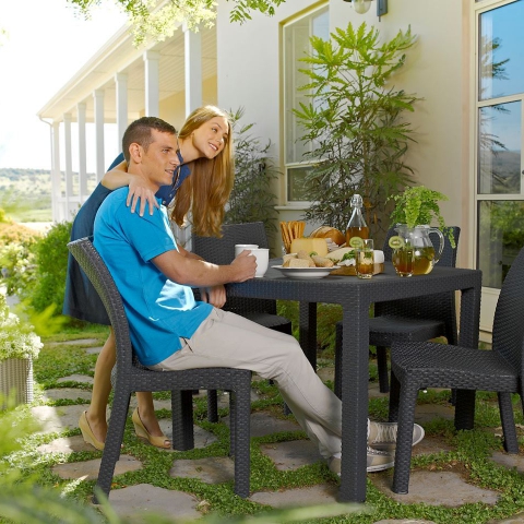 שולחן קוורטט דמוי ראטן 95 / 95 תוצרת כתר