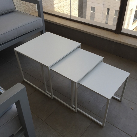 סט 3 שולחנות אלומניום בגדלים שונים