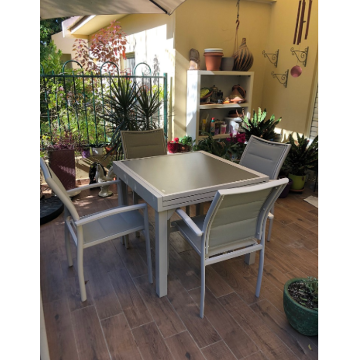 שולחן אלומיניום נפתח 90*90/180כולל 4 כסאות תואמים מבית H.KLEIN‏