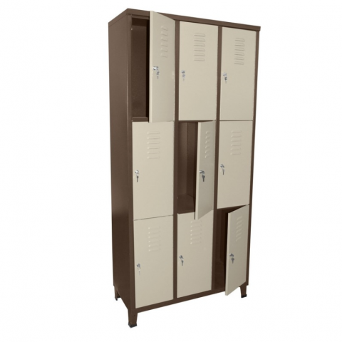 ארון לוקר 9 דלתות.  מידות הארון 193X90X43.