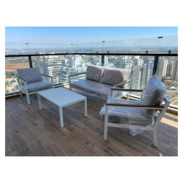 פינת ישיבה למרפסת מאלומיניום דגם PRAFE אפור כהה מבית H.KLEIN‏