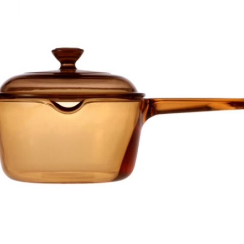 קלחת זכוכית 1 ל' עם פיית מזיגה + מכסה Vision