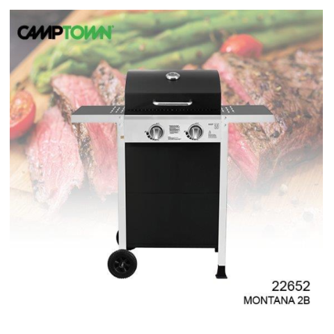‏גריל גז Montana גריל גז 2 מבערים Camptown קמפטאון