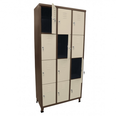 ארון לוקר 12 דלתות.  מידות הארון 193X90X43.
