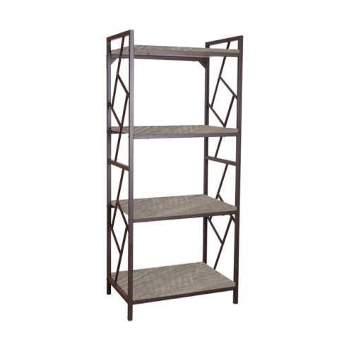 ספריה מדפים 4 קומות מתכת בשילוב עץ