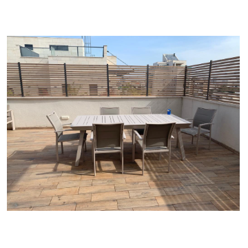 שולחן 100x216/297 אלומיניום נפתח לגינה דגם PRINCE כולל 6 כיסאות מבית H.KLEIN‏