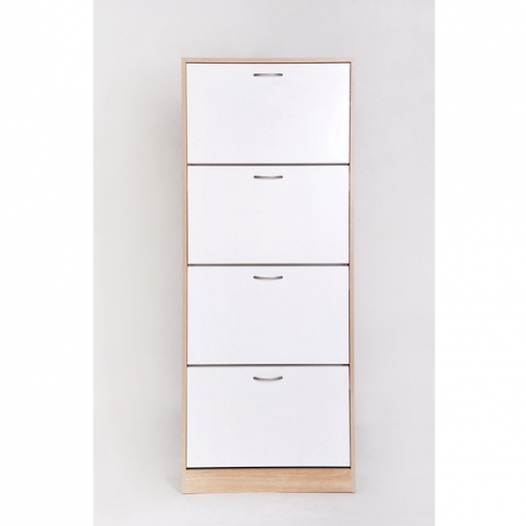 ארון נעלים 4 תאים צבע עץ / לבן מותג H.KLEIN